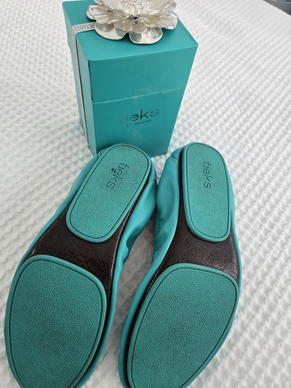Tiek Blue Classic Leather Ballet Flats Size 12 - Picture 3 of 7
